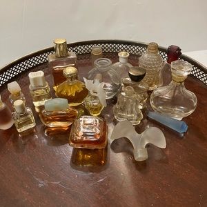 Vintage Lot of 17 Small Perfume and Cologne Bottles Some Full